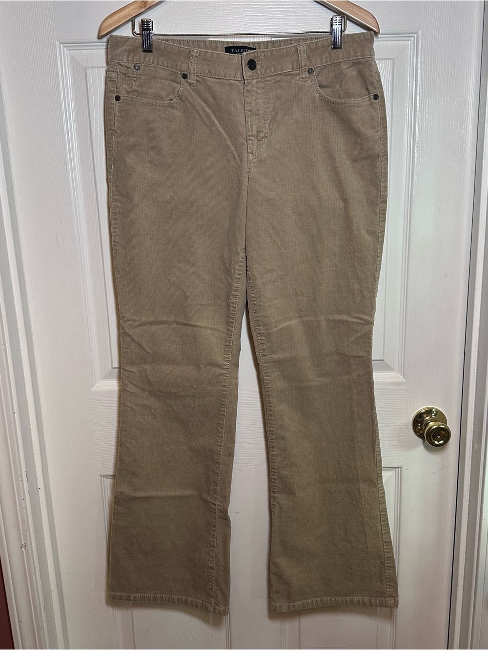 Talbots Signature Boot Cut Corduroy Pants Women's Size 12 Tan Mid Rise